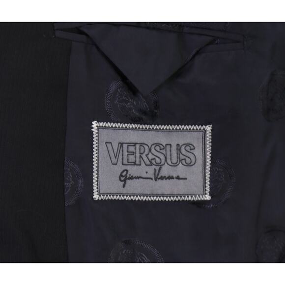 Versus Gianni Versace Mens Black Tonestripe Double Breasted Wool Suit 40R - Picture 7 of 10